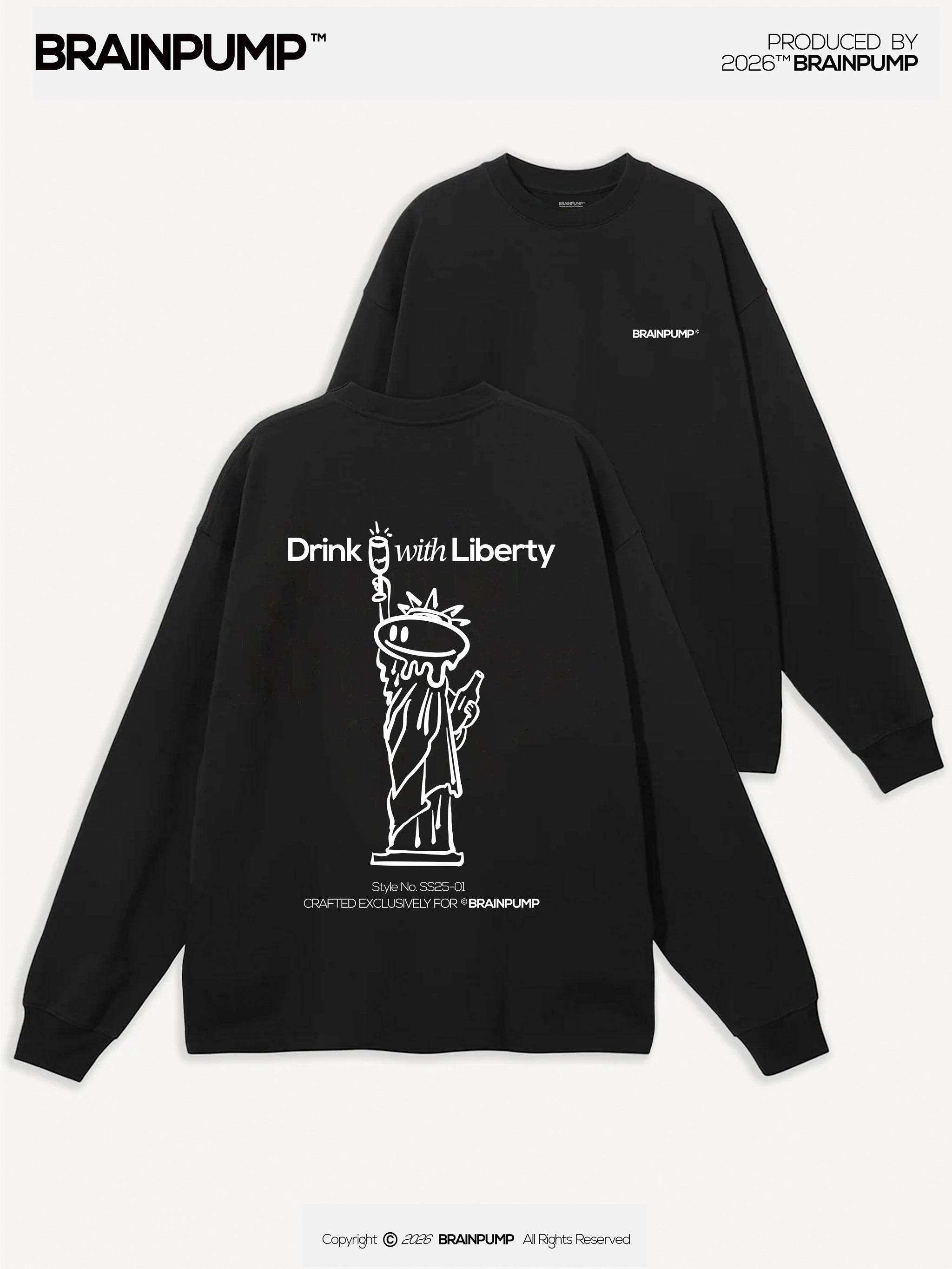 Drink with Liberty LS T-shirt — Black