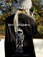Drink with Liberty LS T-shirt — Black